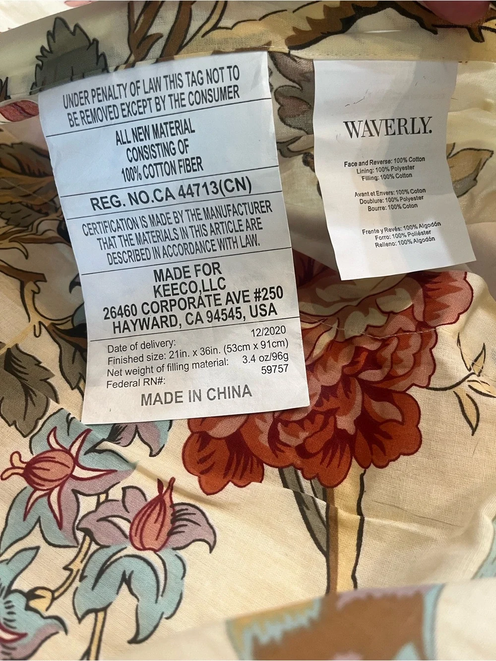 2 Waverly Charleston Chirp King Beige Bird Floral Cotton Quilted Pillow Shams